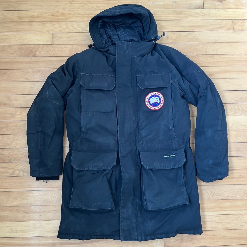 Canada Goose Citadel Parka Black Down Hooded Winter Jacket Mens Coat Distressed